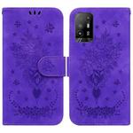 For OPPO A94 5G / F19 Pro+ 5G / Reno5 Z Butterfly Rose Embossed Leather Phone Case(Purple)