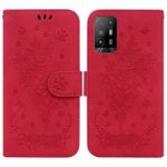 For OPPO A94 5G / F19 Pro+ 5G / Reno5 Z Butterfly Rose Embossed Leather Phone Case(Red)