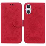 For OPPO A96 5G / Reno7 Z 5G Butterfly Rose Embossed Leather Phone Case(Red)