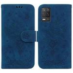 For OPPO Realme 8 5G / Q3 5G Butterfly Rose Embossed Leather Phone Case(Blue)