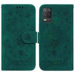 For OPPO Realme 8 5G / Q3 5G Butterfly Rose Embossed Leather Phone Case(Green)