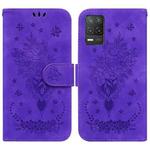 For OPPO Realme 8 5G / Q3 5G Butterfly Rose Embossed Leather Phone Case(Purple)