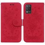 For OPPO Realme 8 5G / Q3 5G Butterfly Rose Embossed Leather Phone Case(Red)