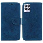 For OPPO Realme 8i Butterfly Rose Embossed Leather Phone Case(Blue)