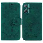 For OPPO Realme 9 Pro Butterfly Rose Embossed Leather Phone Case(Green)