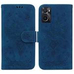 For OPPO Realme 9i / A76 4G / A36 Butterfly Rose Embossed Leather Phone Case(Blue)