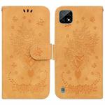 For OPPO Realme C20 / C11 2021 Butterfly Rose Embossed Leather Phone Case(Yellow)