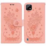 For OPPO Realme C20 / C11 2021 Butterfly Rose Embossed Leather Phone Case(Pink)