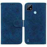 For OPPO Realme C21 Butterfly Rose Embossed Leather Phone Case(Blue)