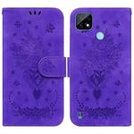 For OPPO Realme C21 Butterfly Rose Embossed Leather Phone Case(Purple)