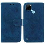 For OPPO Realme C21Y Butterfly Rose Embossed Leather Phone Case(Blue)