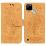 For OPPO Realme C21Y Butterfly Rose Embossed Leather Phone Case(Yellow)