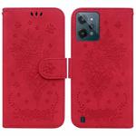 For OPPO Realme C31 Butterfly Rose Embossed Leather Phone Case(Red)