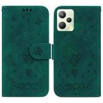 For OPPO Realme C35 Butterfly Rose Embossed Leather Phone Case(Green)