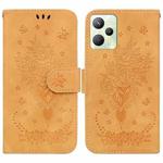 For OPPO Realme C35 Butterfly Rose Embossed Leather Phone Case(Yellow)