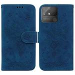 For OPPO Realme Narzo 50A Butterfly Rose Embossed Leather Phone Case(Blue)