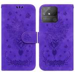 For OPPO Realme Narzo 50A Butterfly Rose Embossed Leather Phone Case(Purple)