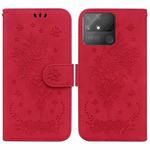 For OPPO Realme Narzo 50A Butterfly Rose Embossed Leather Phone Case(Red)