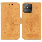 For OPPO Realme Narzo 50A Butterfly Rose Embossed Leather Phone Case(Yellow)