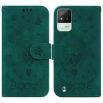 For OPPO Realme Narzo 50i Butterfly Rose Embossed Leather Phone Case(Green)