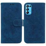 For OPPO Reno5 5G / 4G / Reno5 K / Find X3 Lite Butterfly Rose Embossed Leather Phone Case(Blue)