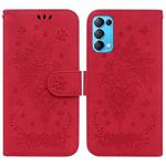 For OPPO Reno5 5G / 4G / Reno5 K / Find X3 Lite Butterfly Rose Embossed Leather Phone Case(Red)
