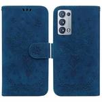 For OPPO Reno6 Pro+ 5G Butterfly Rose Embossed Leather Phone Case(Blue)