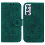 For OPPO Reno6 Pro+ 5G Butterfly Rose Embossed Leather Phone Case(Green)
