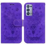 For OPPO Reno6 Pro+ 5G Butterfly Rose Embossed Leather Phone Case(Purple)