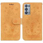 For OPPO Reno6 Pro+ 5G Butterfly Rose Embossed Leather Phone Case(Yellow)