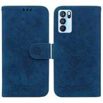 For OPPO Reno6 Pro 5G Butterfly Rose Embossed Leather Phone Case(Blue)