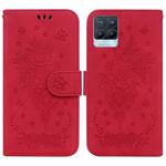 For OPPO Realme 8 / 8 Pro Butterfly Rose Embossed Leather Phone Case(Red)
