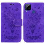 For OPPO Realme C15 / C12 / Narzo 20 Butterfly Rose Embossed Leather Phone Case(Purple)