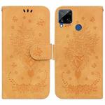 For OPPO Realme C15 / C12 / Narzo 20 Butterfly Rose Embossed Leather Phone Case(Yellow)