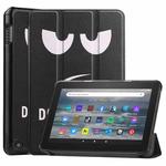 For Amazon Kindle Fire 7 2022 Custer Painted 3-Fold Holder Smart Leather Tablet Case(Big Eye Me)