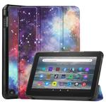 For Amazon Kindle Fire 7 2022 Custer Painted 3-Fold Holder Smart Leather Tablet Case(Milky Way Nebula)