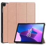 For Lenovo Tab M10 3rd Gen / TB328FU Custer Pure Color 3-Fold Holder Smart Leather Tablet Case(Rose Gold)