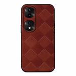 For Honor 70 Pro / 70 Pro+ Weave Plaid PU Phone Case(Brown)