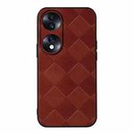 For Honor 70 Weave Plaid PU Phone Case(Brown)