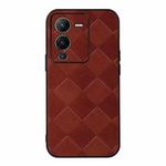 For vivo S15 Weave Plaid PU Phone Case(Brown)