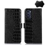 For Motorola Moto G52j 5G Crocodile Top Layer Cowhide Leather Phone Case(Black)