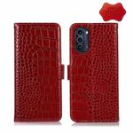 For Motorola Moto G52j 5G Crocodile Top Layer Cowhide Leather Phone Case(Red)