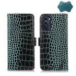 For Motorola Moto G52j 5G Crocodile Top Layer Cowhide Leather Phone Case(Green)
