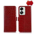 For OnePlus Nord 2T 5G Crocodile Top Layer Cowhide Leather Phone Case(Red)