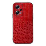 For Xiaomi Redmi Note 11T Pro Crocodile Top Layer Cowhide Leather Phone Case(Red)