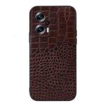For Xiaomi Redmi Note 11T Pro Crocodile Top Layer Cowhide Leather Phone Case(Coffee)