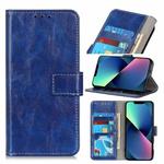 For iPhone 14 Plus Retro Crazy Horse Texture Horizontal Flip Leather Phone Case  (Blue)