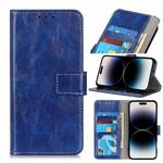 For iPhone 14 Pro Retro Crazy Horse Texture Horizontal Flip Leather Phone Case (Blue)