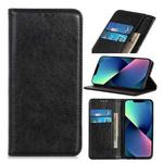 For iPhone 14 Magnetic Crazy Horse Texture Horizontal Flip Leather Phone Case (Black)