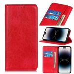 For iPhone 14 Pro Magnetic Crazy Horse Texture Horizontal Flip Leather Phone Case  (Red)